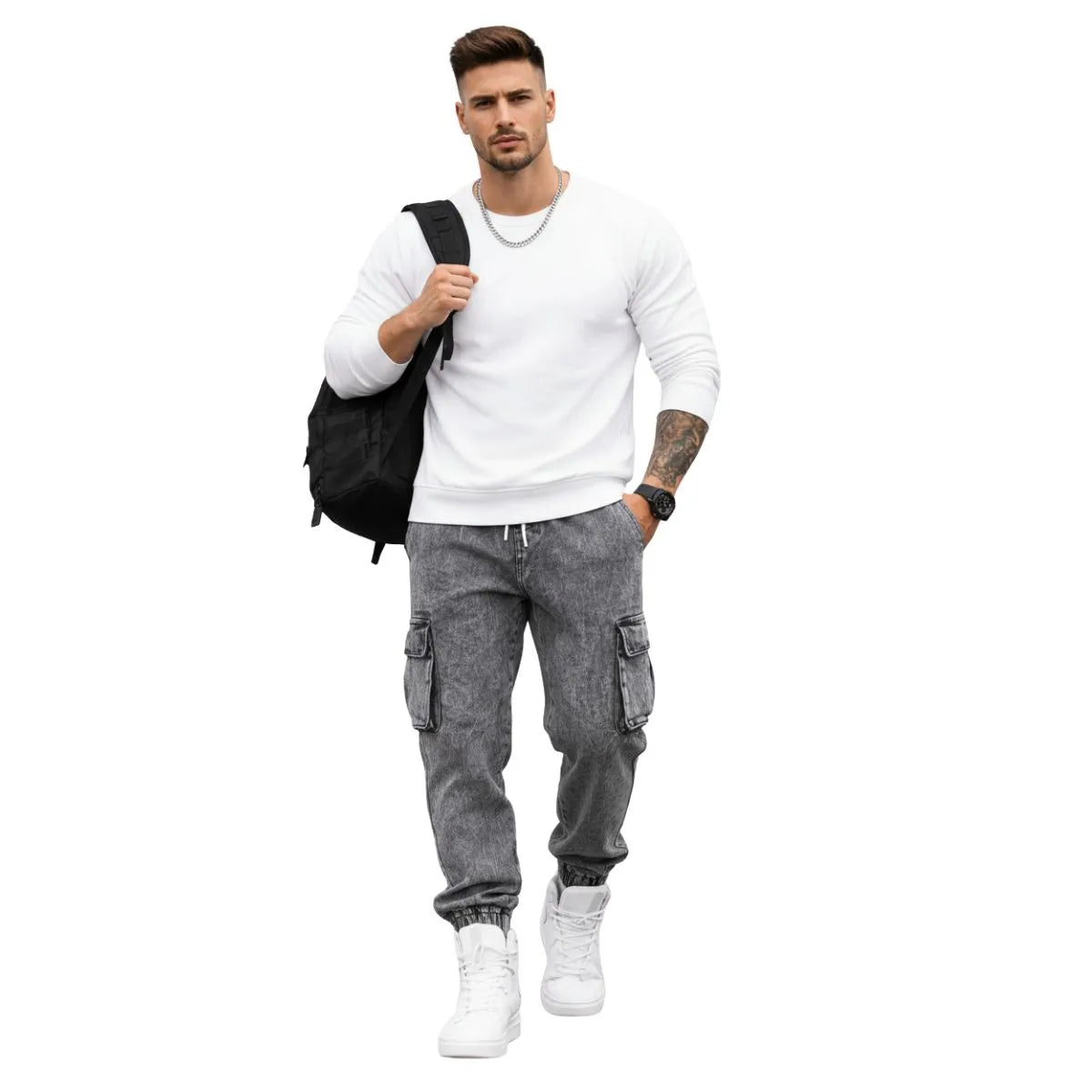 Cargo Urban Premium – Coupe Moderne Gris clair